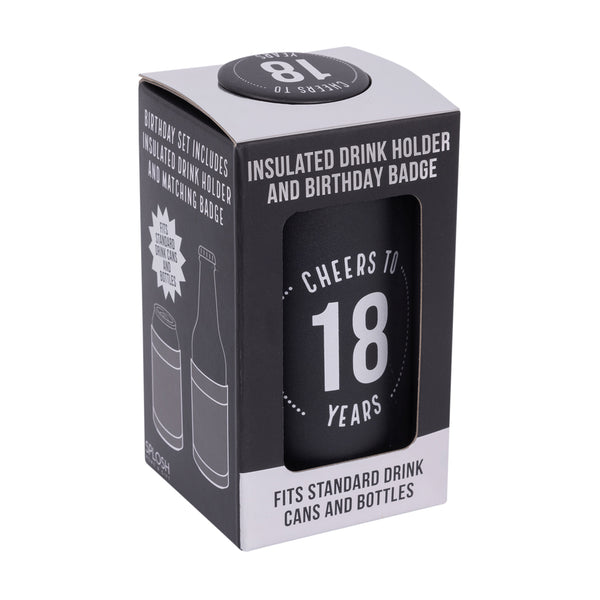 18th Birthday Insulated Drink Cooler & Badge Set