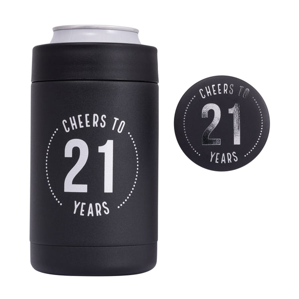 21st Birthday Insulated Drink Cooler & Badge Set