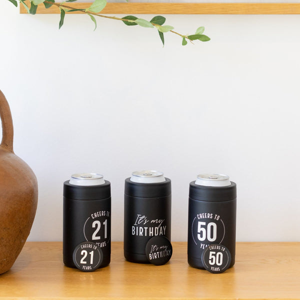 21st Birthday Insulated Drink Cooler & Badge Set