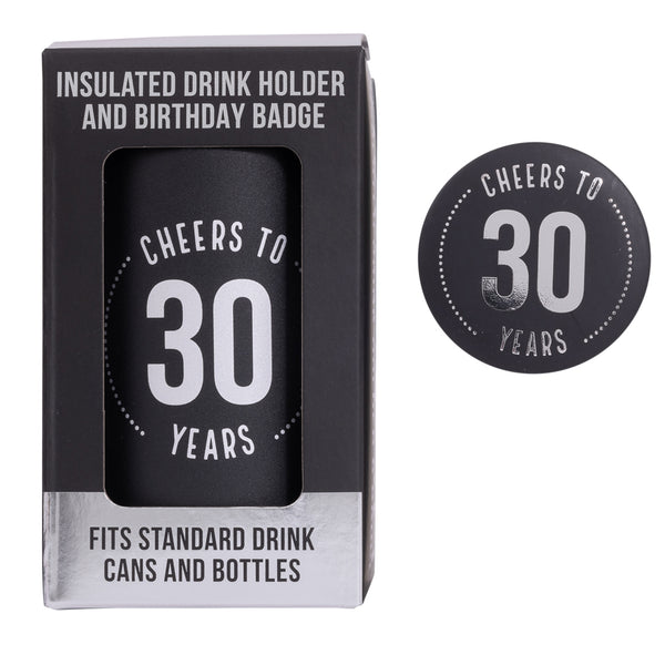 30th Birthday Insulated Drink Cooler & Badge Set