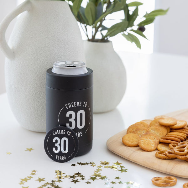 30th Birthday Insulated Drink Cooler & Badge Set