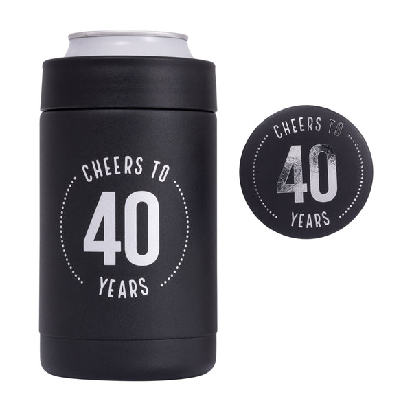 40th Birthday Insulated Drink Cooler & Badge Set
