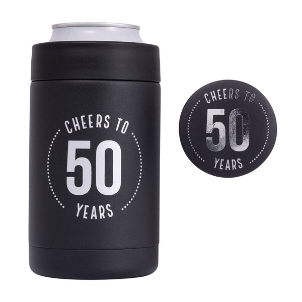 50th Birthday Insulated Drink Cooler & Badge Set