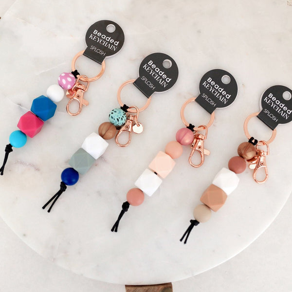 Latte Beaded Keychain