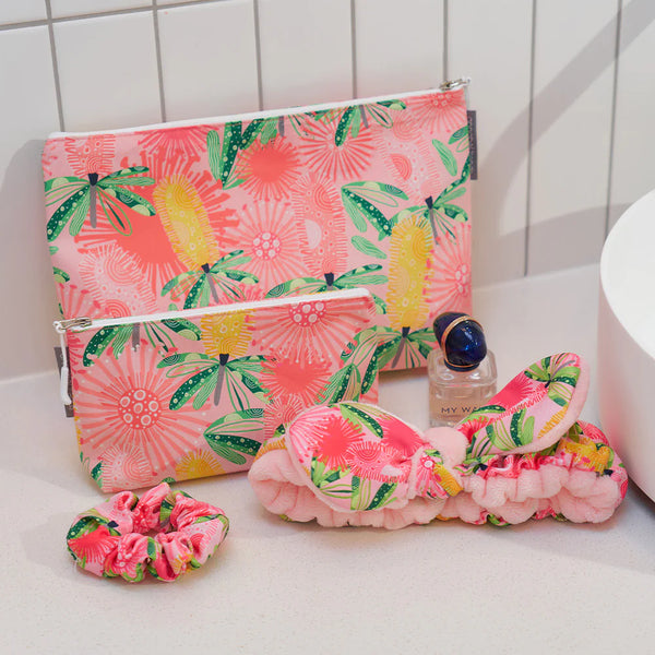 Pink Banksia Cosmetic Bag