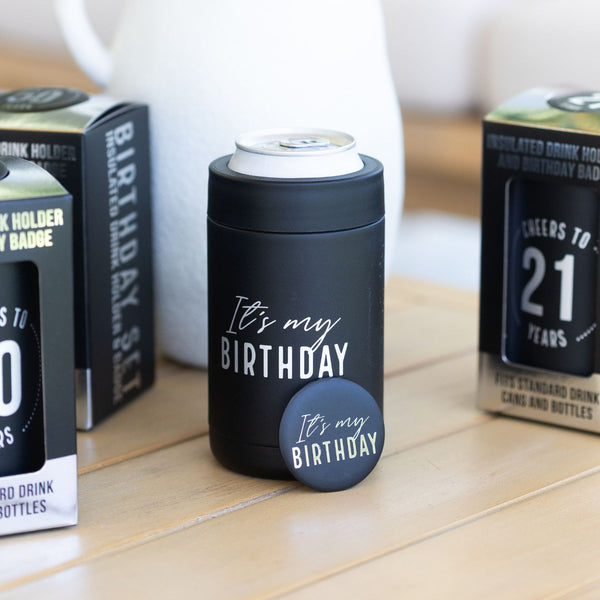 Birthday Insulated Drink Cooler & Badge Set