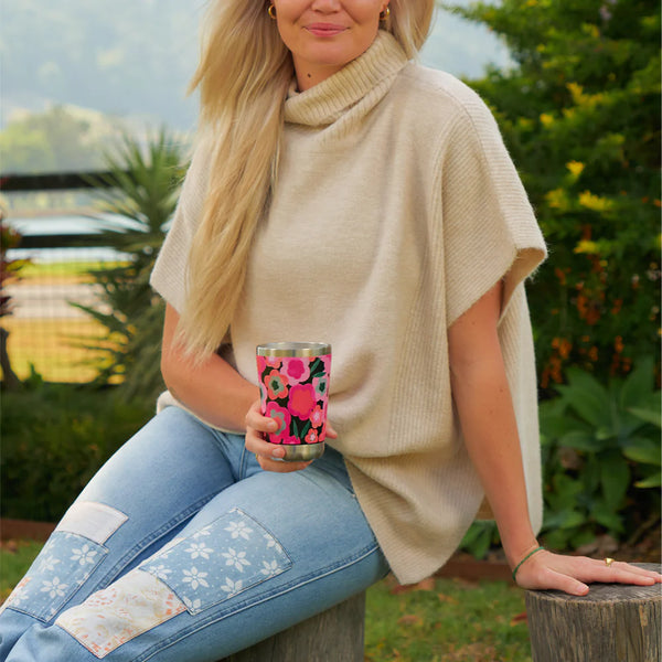 Midnight Blooms Stainless Steel Double Wall Coffee Mug