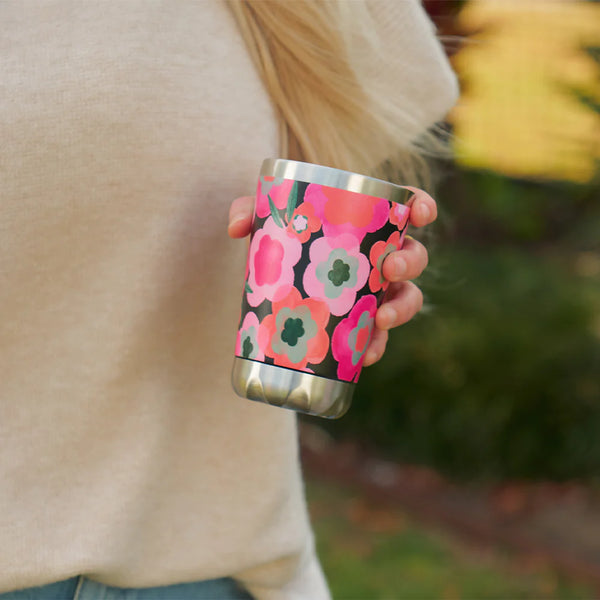 Midnight Blooms Stainless Steel Double Wall Coffee Mug