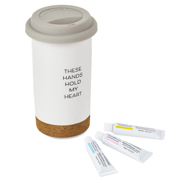 These Hands Hold My Heart Ceramic Travel Mug Handprint Kit