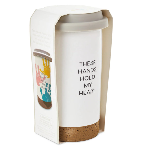 These Hands Hold My Heart Ceramic Travel Mug Handprint Kit