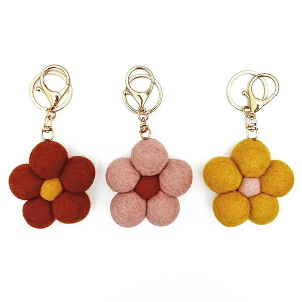 Felt Flower Keychain | Yellow