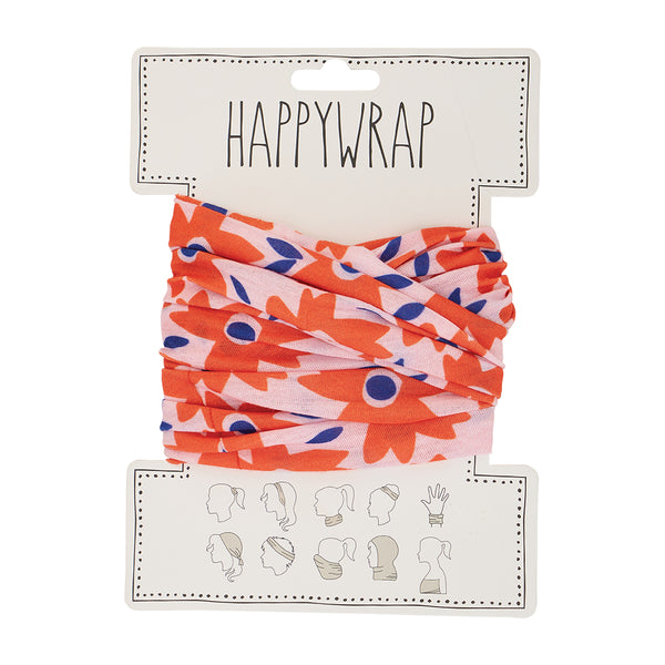 Orange Floral Hair Happy Wrap