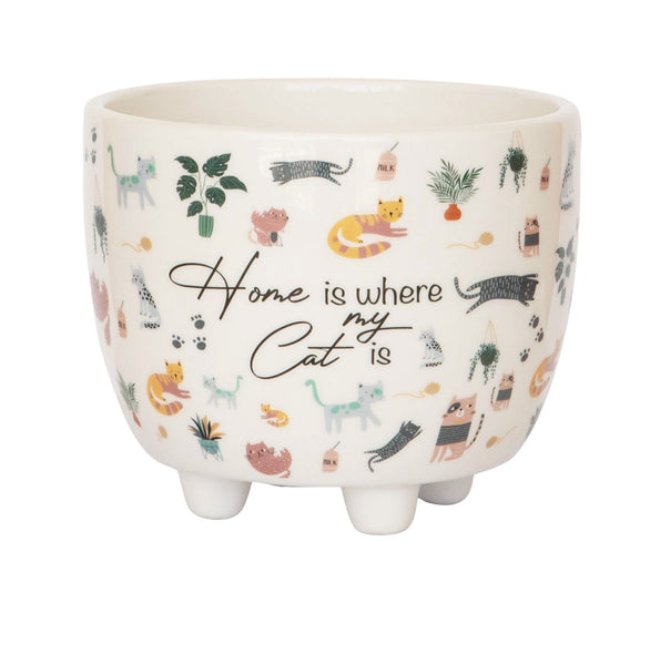 Home Is Where My Cat Is Footed Pot