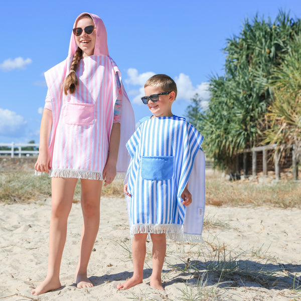 Kids Hooded Towel Poncho | Blue