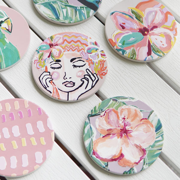 Orange Flower Talulah Coaster