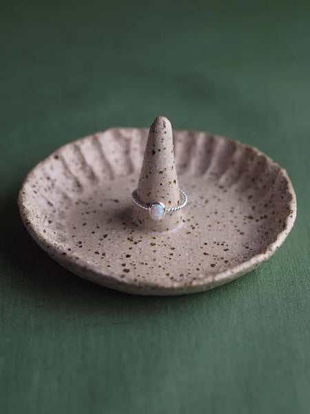 White Opal Oval Ring