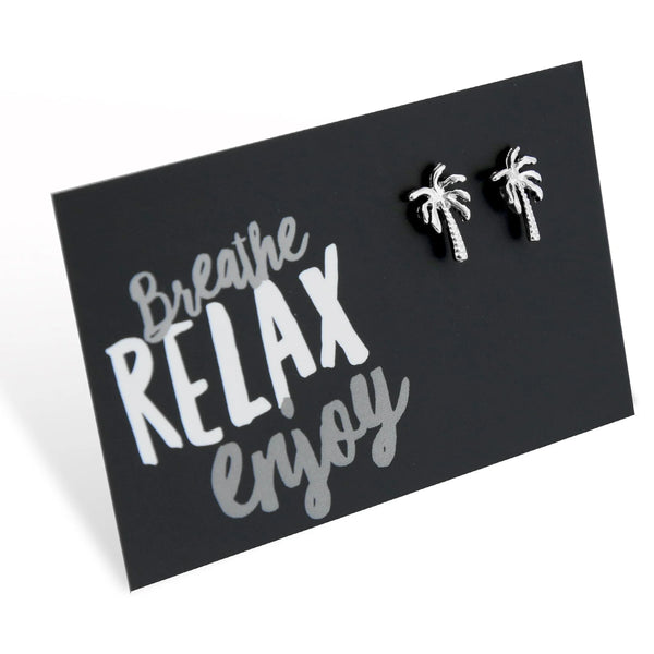 Silver Palm Tree Studs