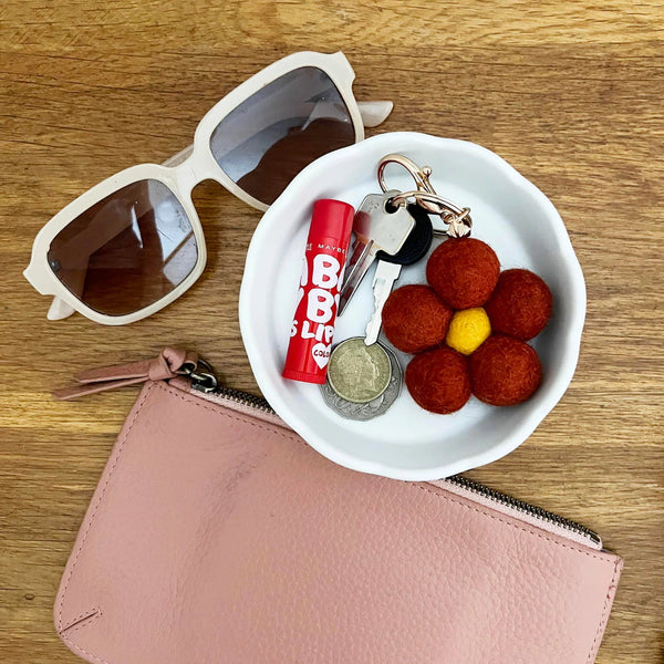 Felt Flower Keychain | Red