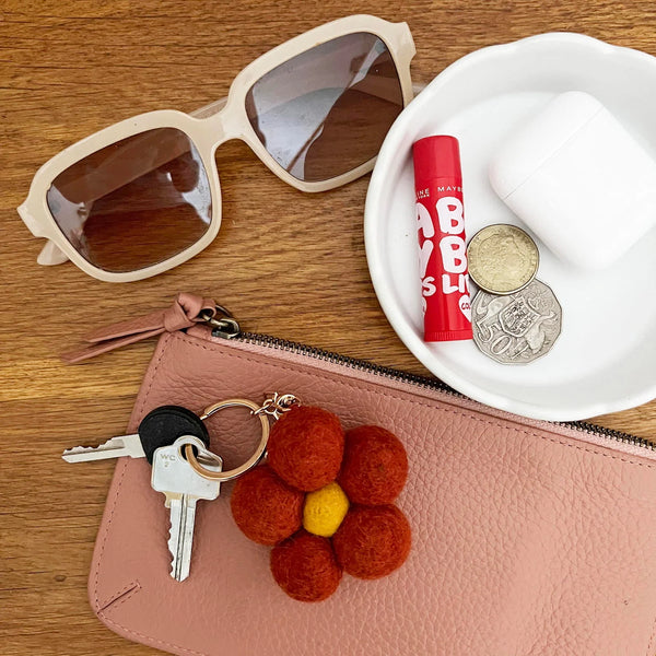Felt Flower Keychain | Red