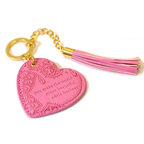 Rose Quartz Heart Keyring