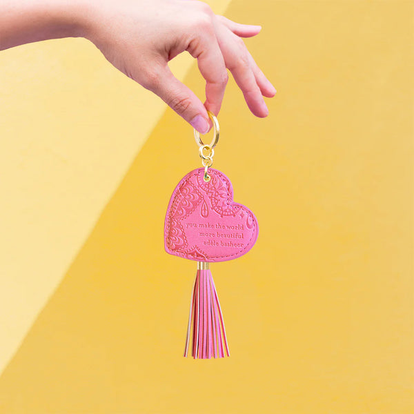 Rose Quartz Heart Keyring