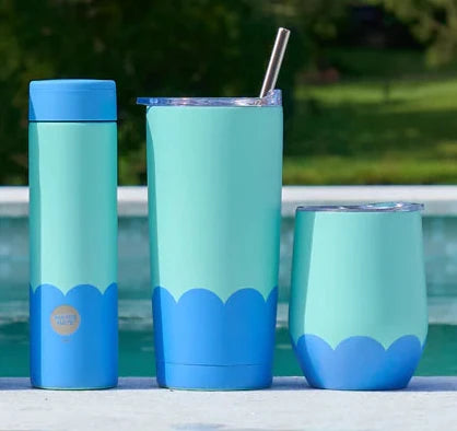 Wave Double Walled Stainless Steel Smoothie Cup | Blue