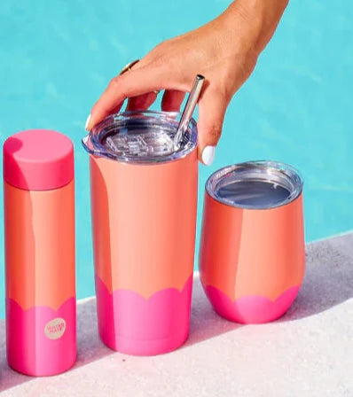 Wave Double Walled Stainless Steel Smoothie Cup | Pink