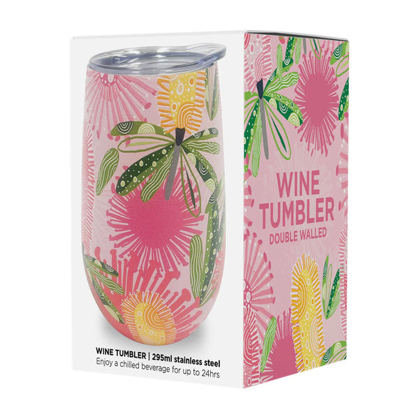 Pink Banksia Wine Tumbler