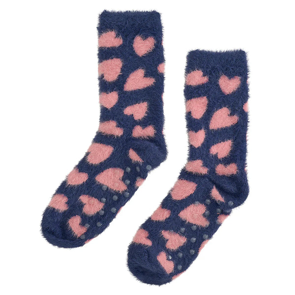 Fuzzy Heart Bed Socks