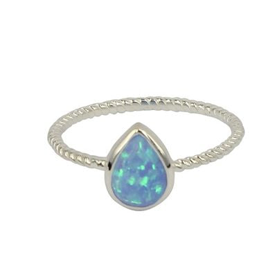 Blue Opal Teardrop Ring