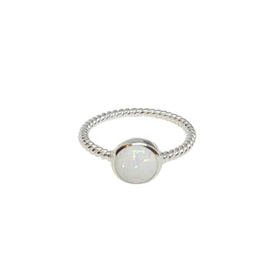 White Opal Round Ring