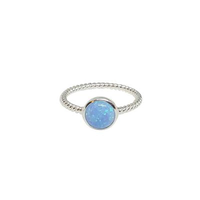 Blue Opal Round Ring