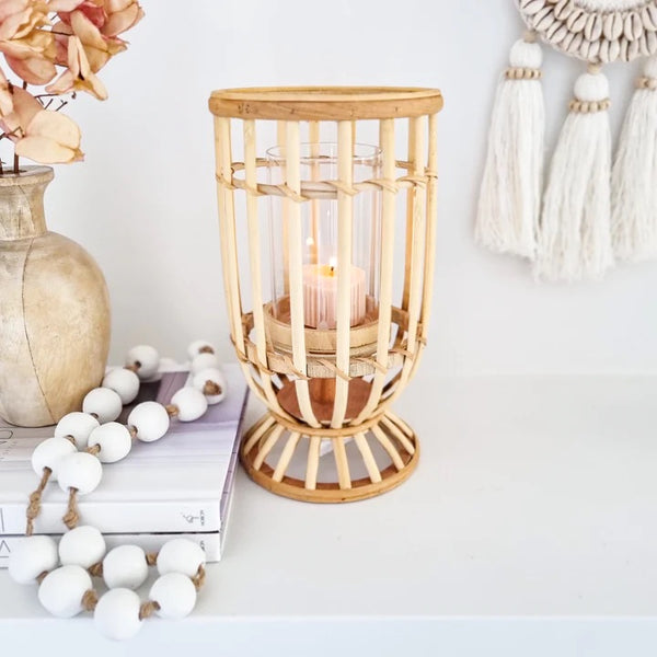 Belle Rattan Candle Holder | Large