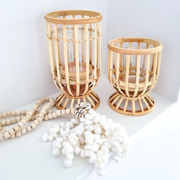 Belle Rattan Candle Holder | Large