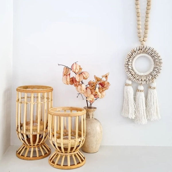 Belle Rattan Candle Holder | Large