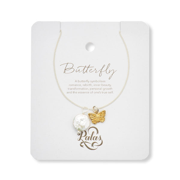 Butterfly Pearl Amulet Necklace | Palas