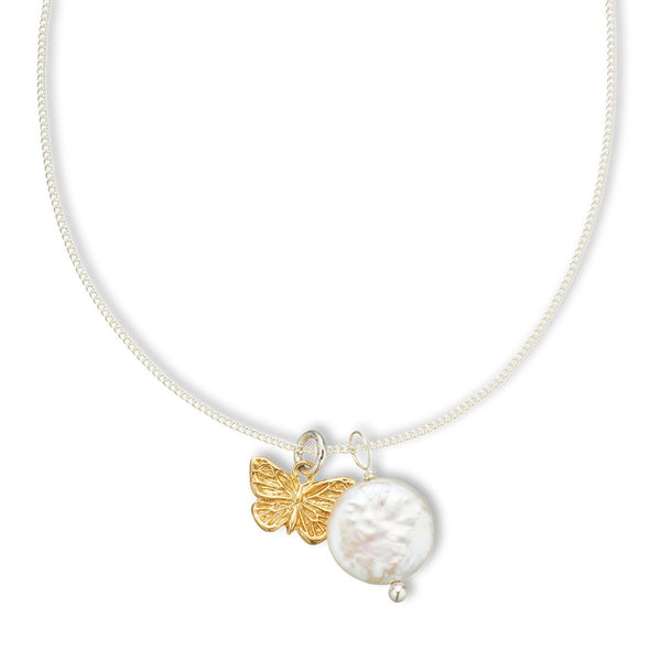 Butterfly Pearl Amulet Necklace | Palas