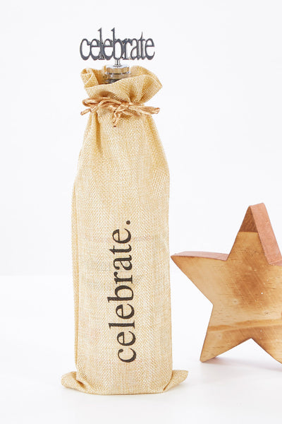 Celebrate Wine Bottle Gift Bag & Stopper