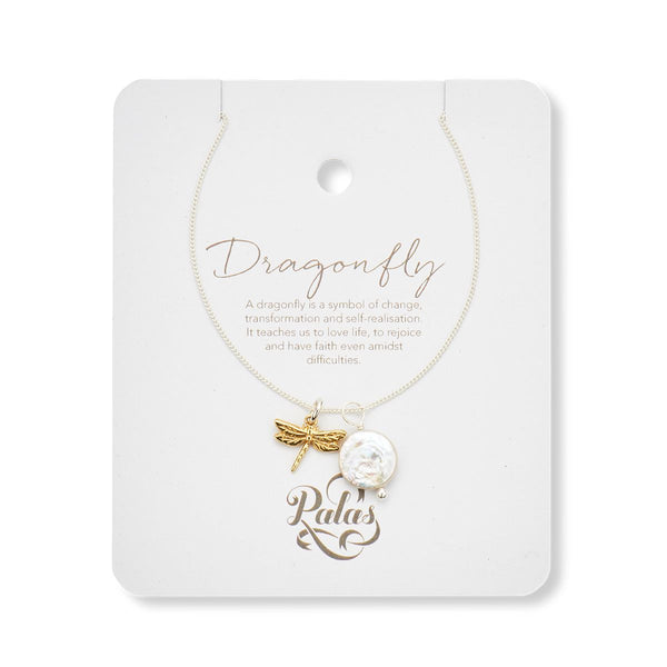 Dragonfly Pearl Amulet Necklace | Palas