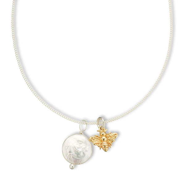 Golden Bee Pearl Amulet Necklace | Palas