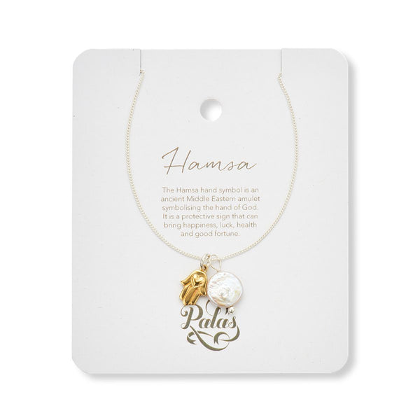 Hamsa Pearl Amulet Necklace | Palas