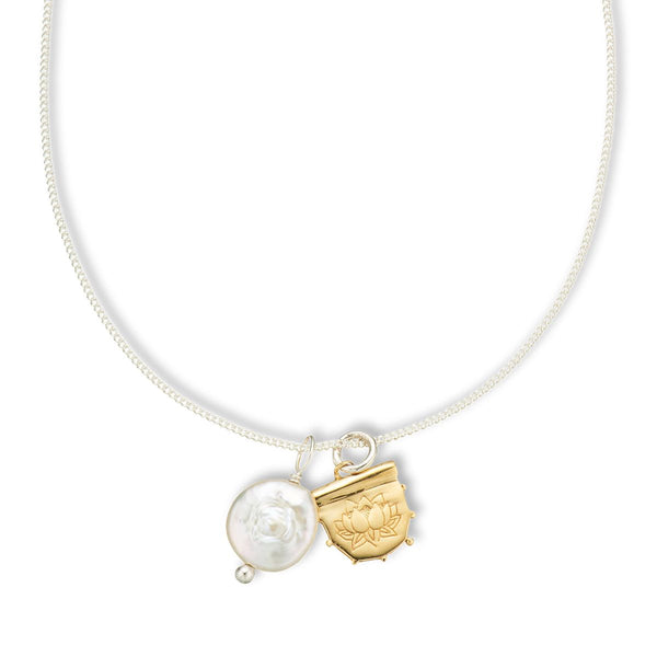 Lotus Pearl Amulet Necklace | Palas