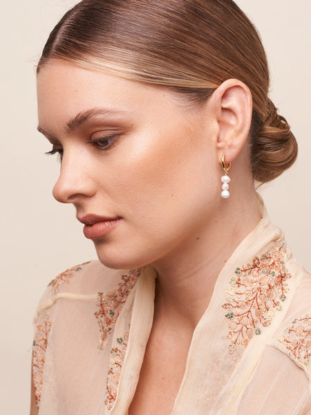 Freshwater Pearl Trio Drop Earrings | Tiger Tree