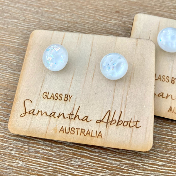 Pearly White Earrings| Samantha Abbott Glass