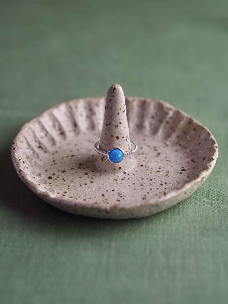 Blue Opal Round Ring