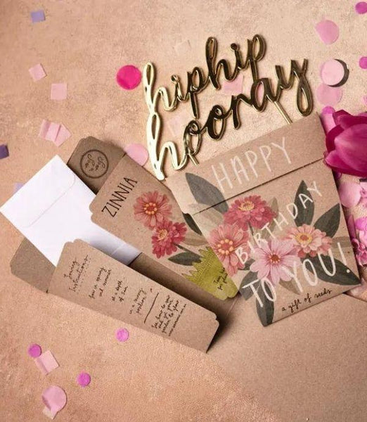 Happy Birthday Zinnia Gift of Seeds Card | Sow n Sow
