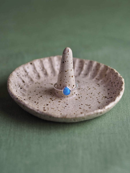 Blue Opal Teardrop Ring