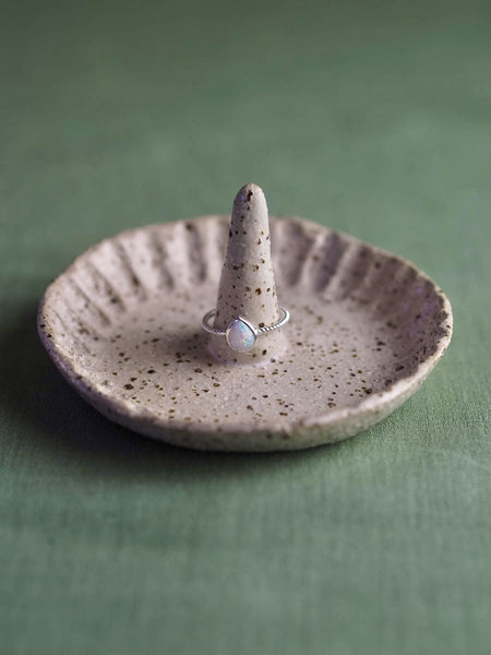 White Opal Teardrop Ring