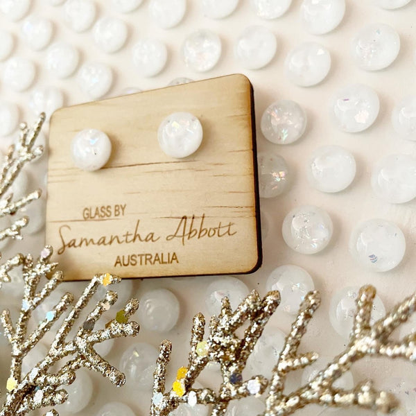 Pearly White Earrings| Samantha Abbott Glass