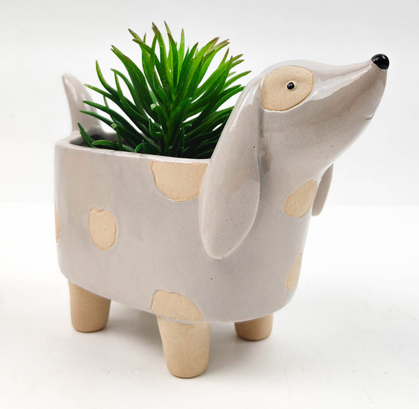 Grey Dog Pot